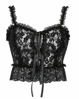 Thumbnail for your product : FASBB Women Sexy Lace Crop Top Patchwork V Neck Spaghetti Tank Top Camisole Strap Corset Bustier top Y2K Summer Streetwear (B-Black S)