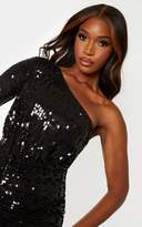 Thumbnail for your product : PrettyLittleThing Black Sequin One Shoulder Bodycon Dress