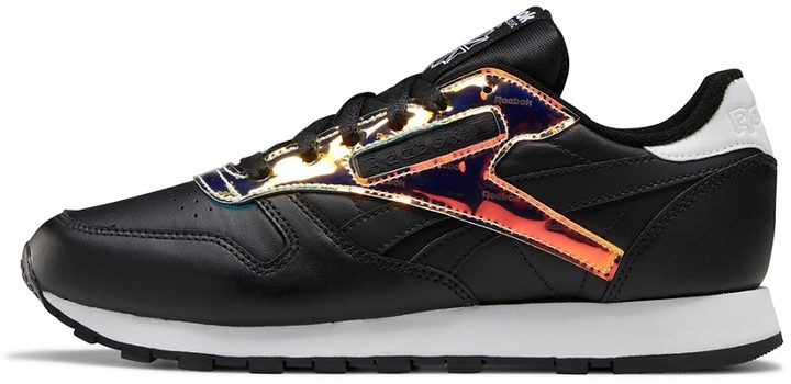 Reebok Classic Leather sneakers in black with iridescent details - ShopStyle