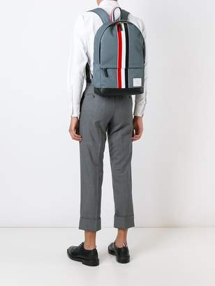 Thom Browne Backpack With Red, White And Blue Leather Stripe In Mackintosh