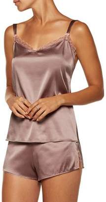 Heidi Klum Intimates Egyptian Beauty Lace-Trimmed Silk-Blend Satin Pajama Top