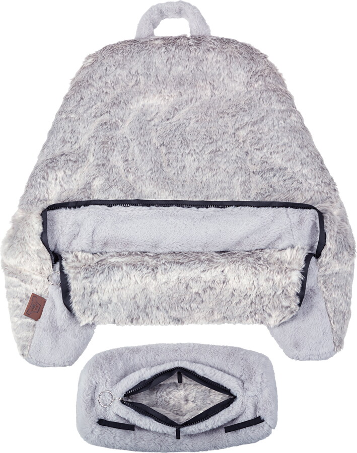 Husband Pillow XXL Cover Only - Rare Baby Arctic Grey Wolf Fur Backrest Pillowcase Set, Two-tone Reversible Double Sided Fabulous Faux Fur Reading & Bed Rest , Thick Zippers, 2 Sided Solid Neck Rolls