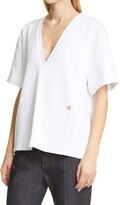Thumbnail for your product : Victoria Beckham Oversize V-Neck Cotton T-Shirt