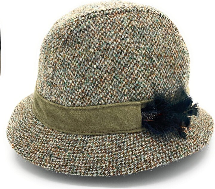 Highland Tweed Gents Harris Tweed Trilby Hat with Moleskin Band