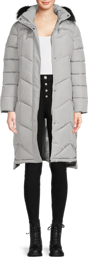 Big Chill Women’s Maxi Puffer Coat with Faux Fur Trim Hood