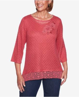 Alfred Dunner News Flash Lace & Appliqué Tunic Top