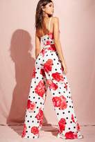 Thumbnail for your product : boohoo Polka Dot Floral Cup Detail Jumpsuit