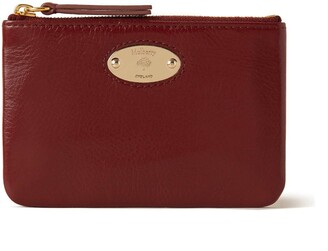 Mulberry Plaque Small Zip Coin Pouch Crimson High Shine Leather