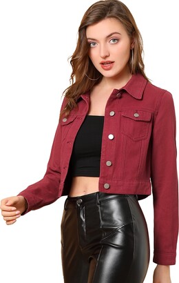 maroon denim jacket womens