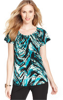 Thumbnail for your product : Style&Co. Printed Pleated-Neck Top