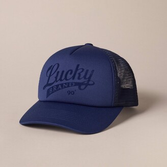 Men's Golf Lucky American Flag Clover Embroidered Mesh Back Trucker Hat,  Columbia Blue/White 
