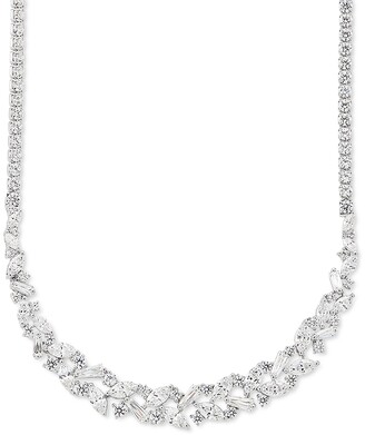 Arabella Cubic Zirconia 18" Statement Necklace in Sterling Silver