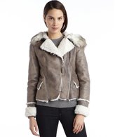 Thumbnail for your product : Laundry by Shelli Segal taupe and ivory faux suede and fur asymmetrical jacket
