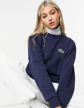 Lacoste x National Geographic printed croc logo sweatshirt in navy -  ShopStyle
