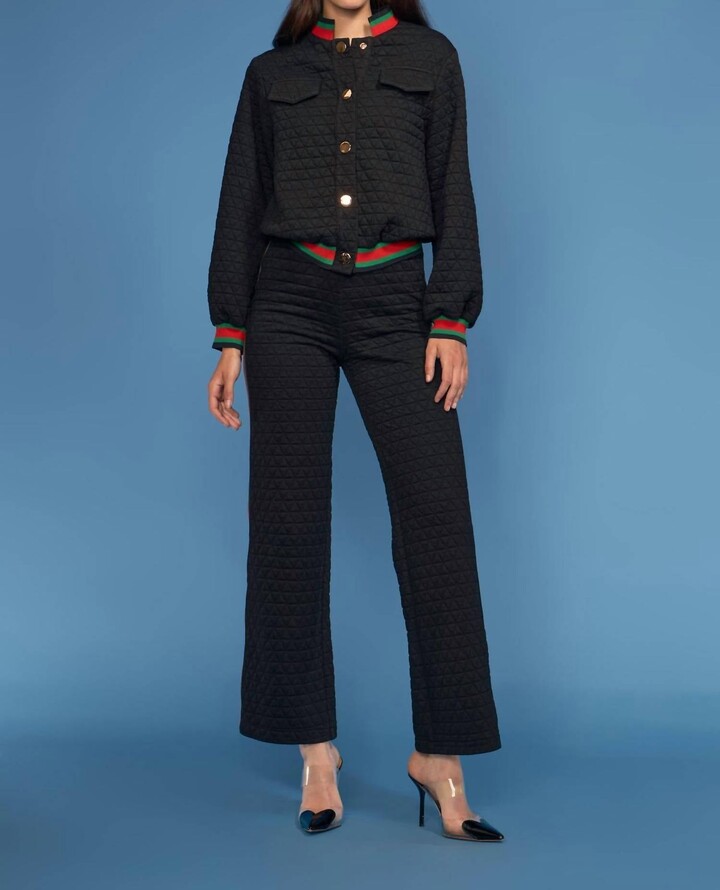 oolala Diamond Quilt Snap Bomber And Pant In Black