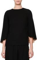Thumbnail for your product : Valentino 3/4-Sleeve Cape-Style Top, Black/Nude