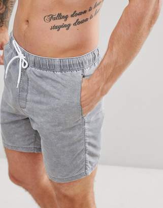 ASOS DESIGN Swim Shorts In Gray With Acid Wash Mid Length