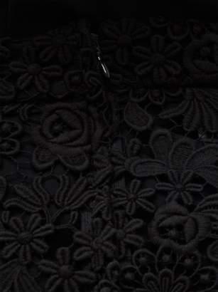 Prada Floral Lace And Silk Midi Skirt - Womens - Black