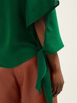 Thumbnail for your product : Petar Petrov Belfair Silk-blend Satin Blouse - Green