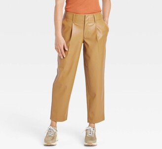 A New Day Women's High-Rise Faux Leather Tapered Ankle Pants Brown