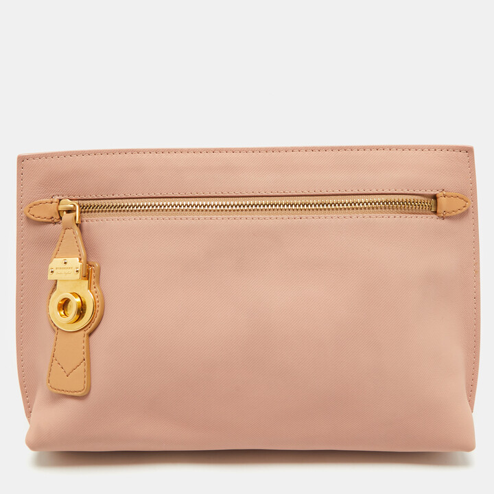 Burberry Pink Leather Pendleton Clutch