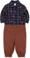 Thumbnail for your product : Little Me Fox Plaid Button-Up Bodysuit & Pants Set