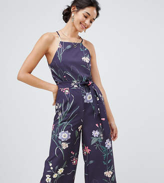 Oasis jumpsuit with lace back detail in floral print