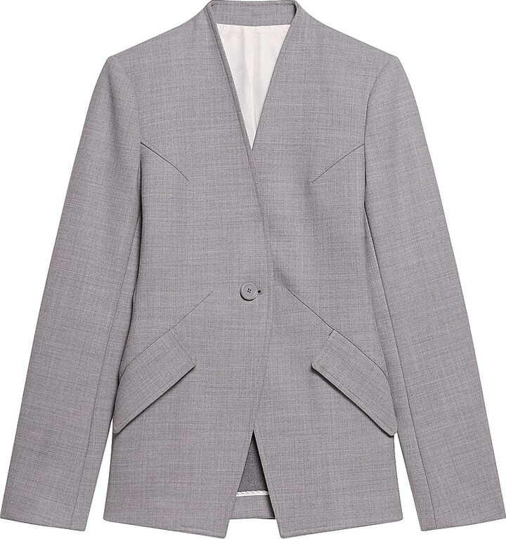 Helmut Lang Women's Tailored Collarless Blazer - Light Grey Melange - Size 00
