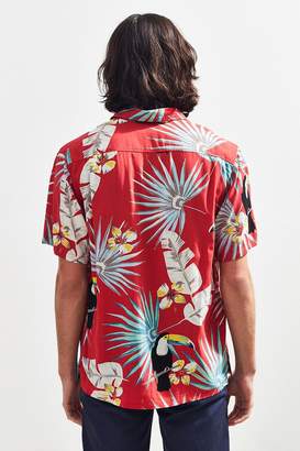 Urban Outfitters Electric Toucan Rayon Short Sleeve Button-Down Shirt