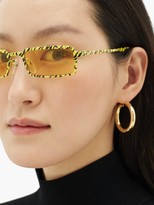 Thumbnail for your product : Balenciaga Rectangular Tiger-print Metal Sunglasses - Yellow Multi