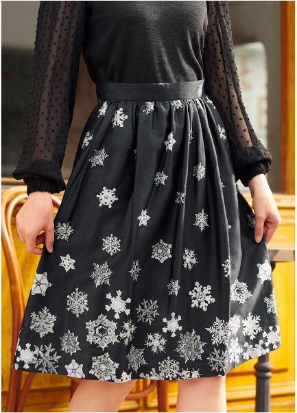 Falling For Winter A-Line Skirt Black Snowflake