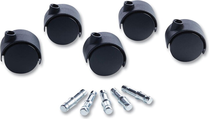 Master Caster® Deluxe Duet Nylon 2" Twin Wheel Casters, Matte Black, 5 Count