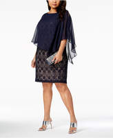 Thumbnail for your product : Connected Plus Size Lace Cold-Shoulder Cape Dress