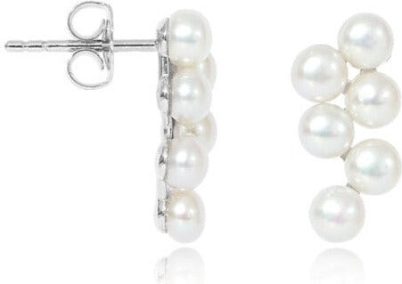 Pearls of the Orient Online White Gratia Cultured Freshwater Pearl Wave Stud Earrings
