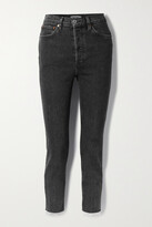 Thumbnail for your product : RE/DONE 90s High-rise Ankle Crop Distressed Skinny Jeans - Dark gray
