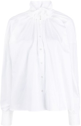 white ruched shirt
