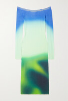 Thumbnail for your product : Off-White Off-the-shoulder Printed Stretch-knit Midi Dress - Green - IT36