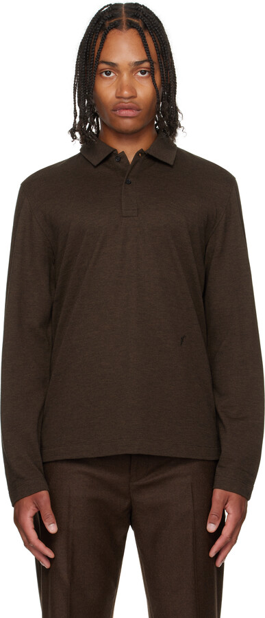 Ferragamo Brown Long Sleeve Polo