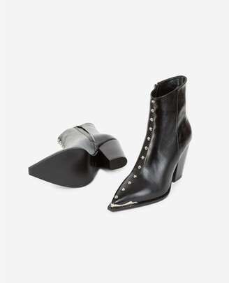 The Kooples Black leather ankle boots with studs