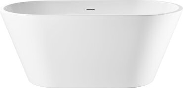Modern White Freestanding Acrylic Soaking Bathtub With Center Drain And Overflow