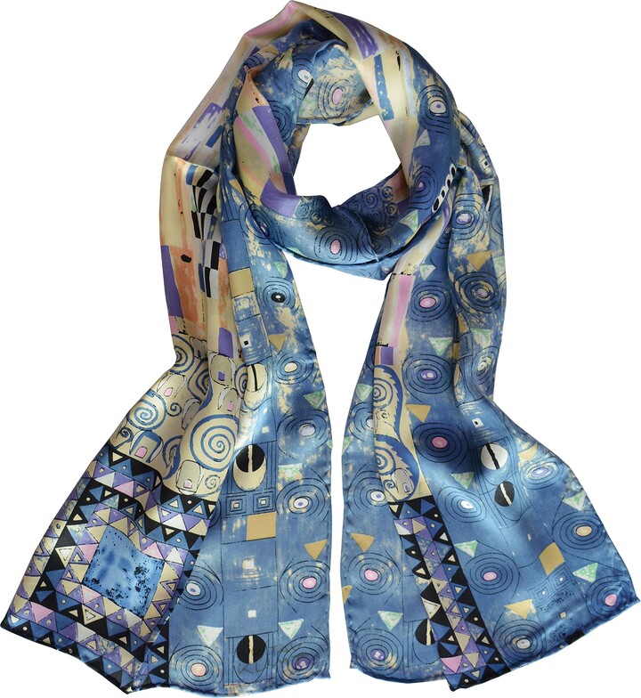 Fashion Silk Scarf Premium Shawl Wrap Art Van Gogh - Starry Night Van Gogh and Claude Monets Paintings 