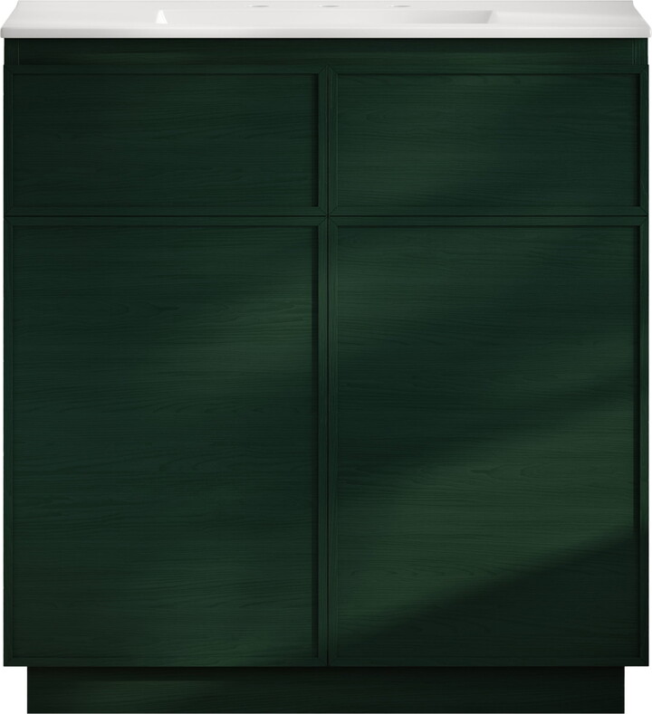 St. Tropez 36" Freestanding Bathroom Vanity in Green Oak with 3-Hole Widespread Sink Top