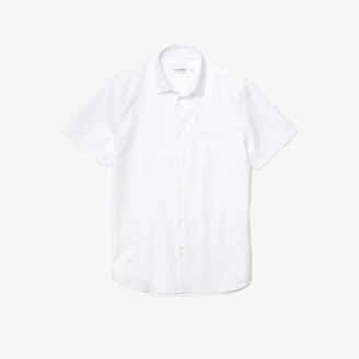 mens white textured shirt