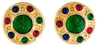 Christian Dior Glass Cabochon Disc Clip-On Earrings