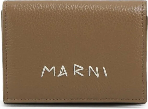 Marni Logo-Embroidered Leather Wallet