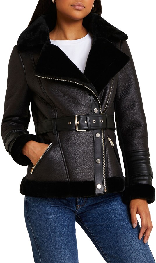 fleece lined leather coat