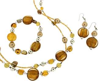 Jean Pierre Ladies 'Jewellery Set Including Necklace, Bracelet and Earrings with Stones and Pearls of Gold Genuine Murano Glass Gold Brass – HEJNSET9483 Go