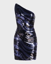 Thumbnail for your product : Halston Gabriella One-Shoulder Sequin Mini Dress