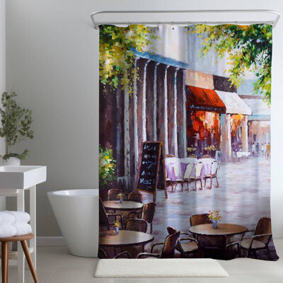 East Urban Home Outdoor Restaurant Shower Curtain - Contemporary Trees Design