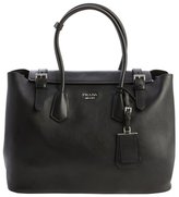 Thumbnail for your product : Prada black leather logo imprinted buckle detail tote